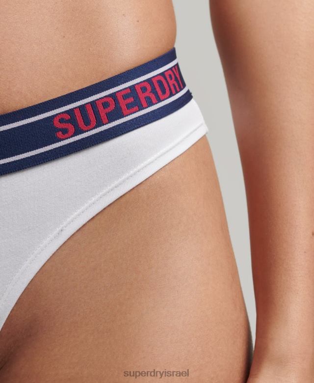 il Superdry נשים תחתוני ביקיני מרובי לוגו מכותנה אורגנית לבן 4LX2Z6627 הַלבָּשָׁה