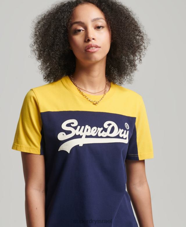 il Superdry נשים חולצת טריקו קולגיית לוגו וינטג' חיל הים 4LX2Z6692 הַלבָּשָׁה