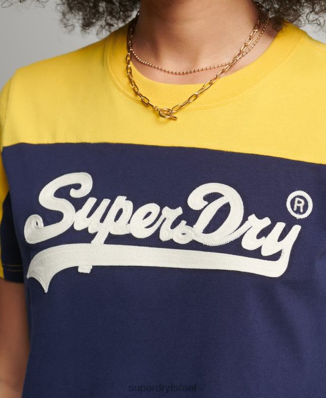 il Superdry נשים חולצת טריקו קולגיית לוגו וינטג' חיל הים 4LX2Z6692 הַלבָּשָׁה