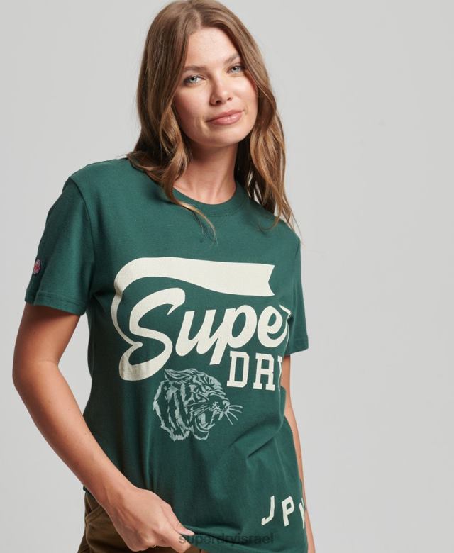 il Superdry נשים חולצת טריקו קלאסית בגזרה רופפת ירוק 4LX2Z6762 הַלבָּשָׁה