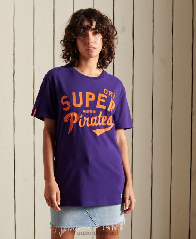 il Superdry נשים חולצת טריקו קולגיאלית בגזרה רופפת סָגוֹל 4LX2Z6763 הַלבָּשָׁה