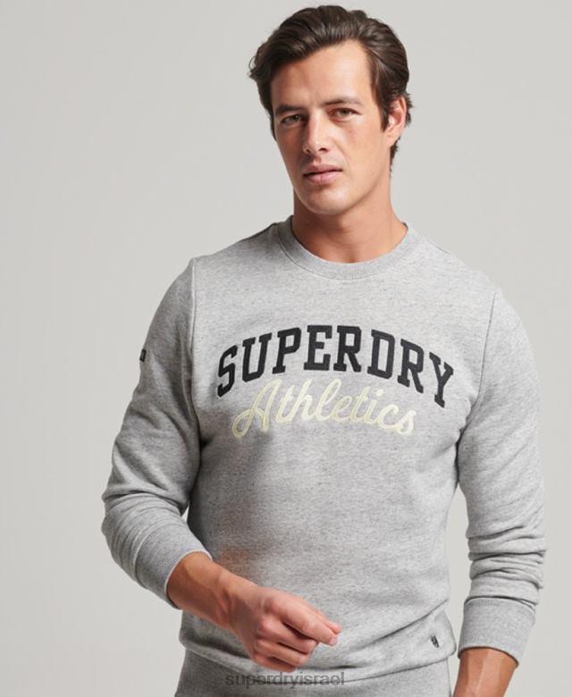 il Superdry גברים סווטשירט אתלטי וינטג' של חדר כושר אפור 4LX2Z687 הַלבָּשָׁה