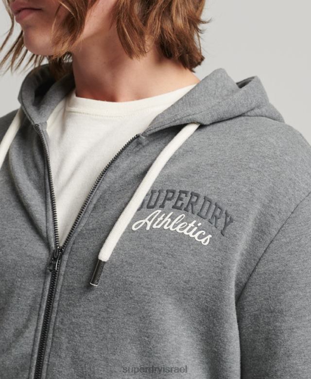 il Superdry גברים קפוצ'ון רוכסן אתלטי בחדר כושר אפור 4LX2Z714 הַלבָּשָׁה