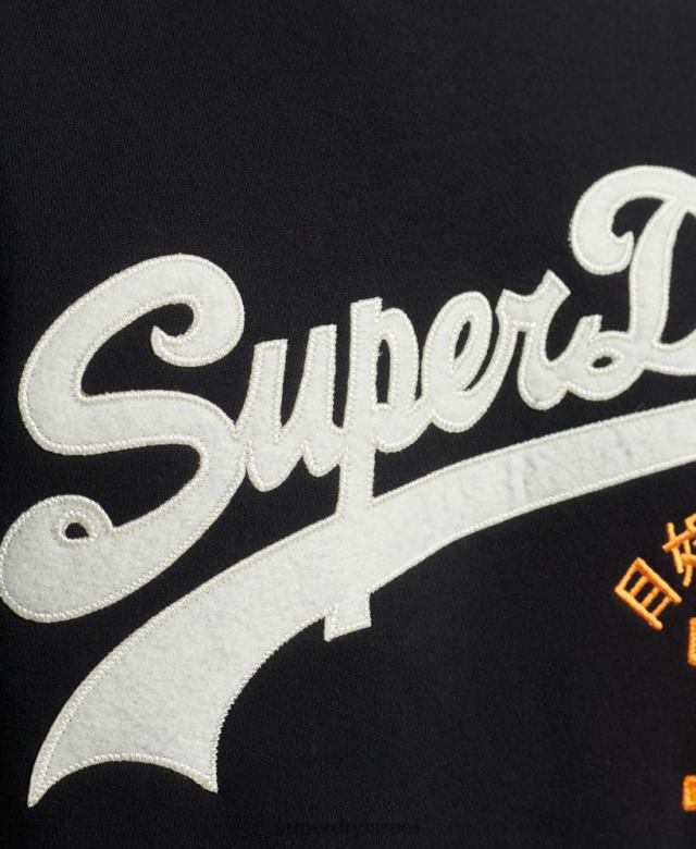 il Superdry גברים סווטשירט צוות אינטרס לוגו וינטג' שָׁחוֹר 4LX2Z740 הַלבָּשָׁה