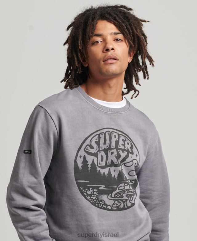 il Superdry גברים סווטשירט של צוות וינטג' לתוך היער אפור כהה 4LX2Z752 הַלבָּשָׁה