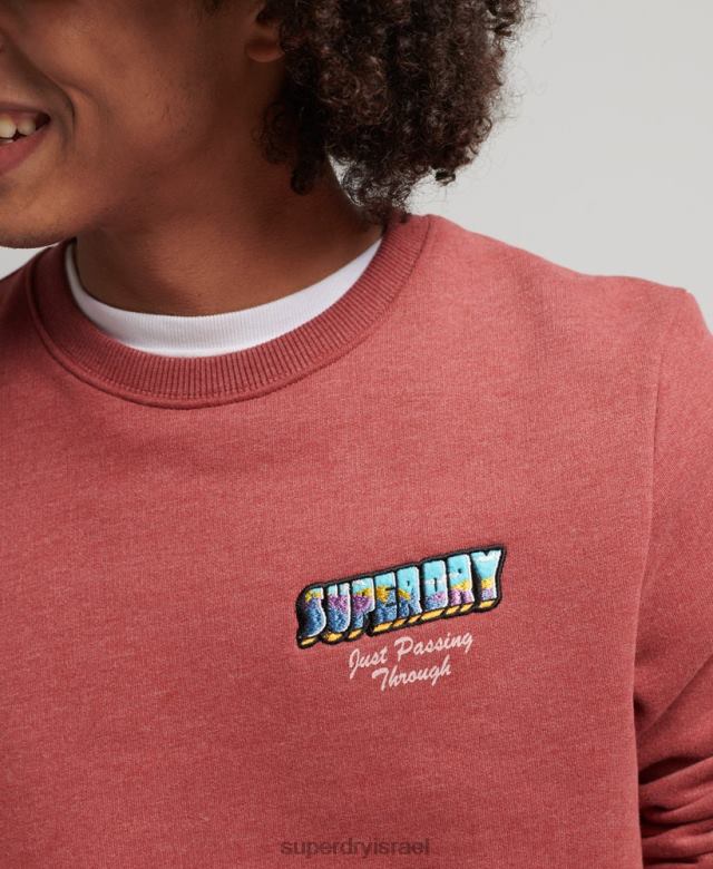 il Superdry גברים סווטשירט גרפי עם גלויות נסיעות אָדוֹם 4LX2Z758 הַלבָּשָׁה