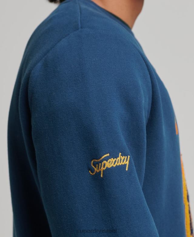 il Superdry גברים סווטשירט וינטג' של צוות קולגיאט חיל הים 4LX2Z765 הַלבָּשָׁה