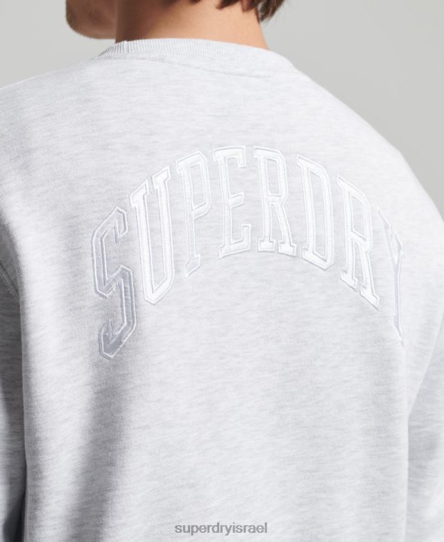 il Superdry גברים סווטשירט של צוות קשת באוניברסיטה אפור בהיר 4LX2Z778 הַלבָּשָׁה