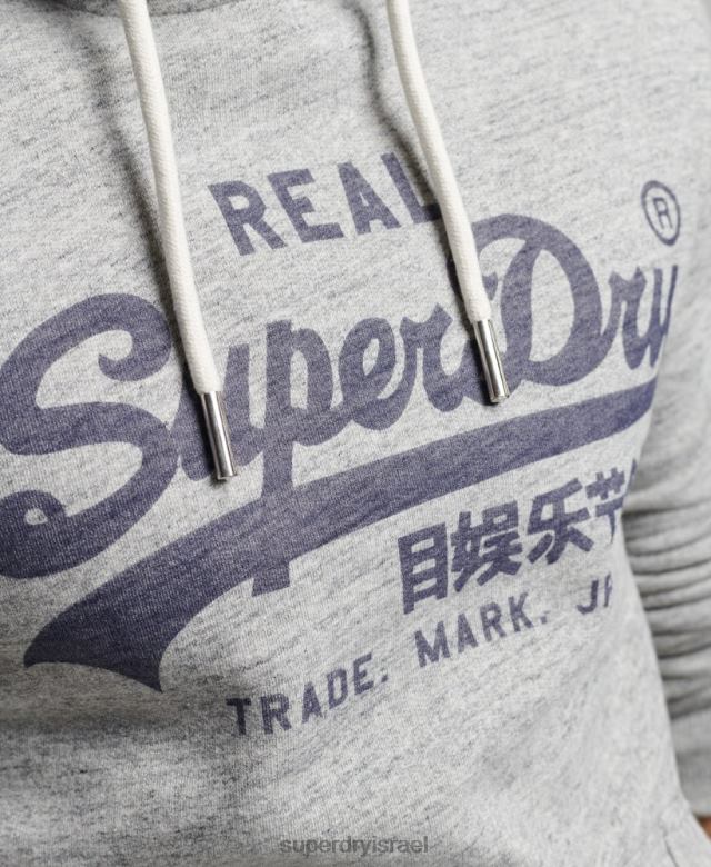 il Superdry גברים קפוצ'ון לוגו וינטג' אפור 4LX2Z789 הַלבָּשָׁה