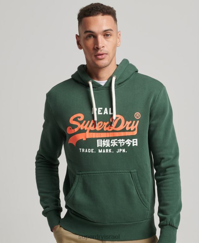 il Superdry גברים קפוצ'ון קלאסיק אמריקאי לוגו וינטג' ירוק 4LX2Z808 הַלבָּשָׁה