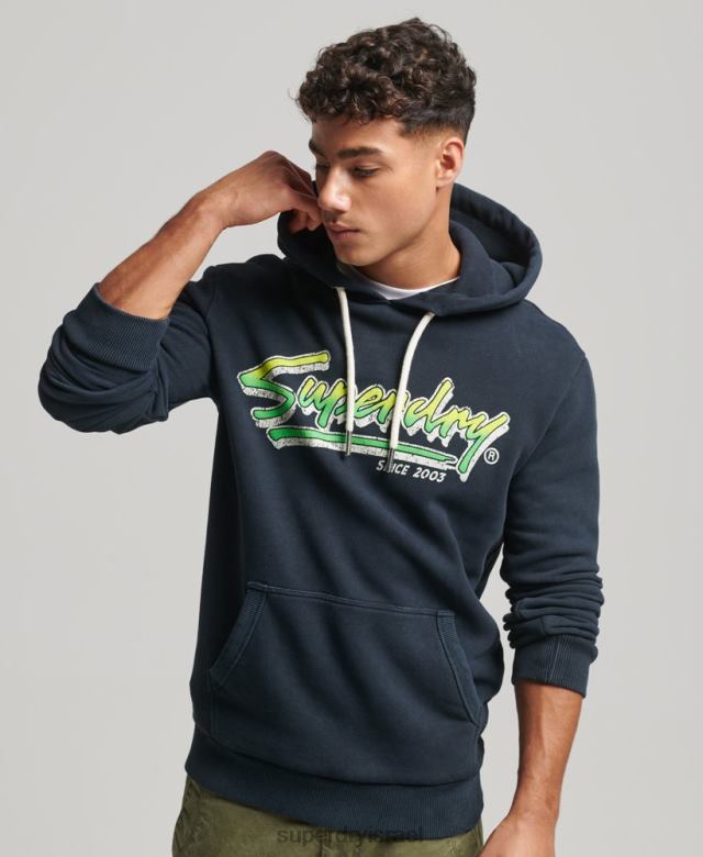 il Superdry גברים קפוצ'ון וינטג' של מעצבים ויצרנים חיל הים 4LX2Z813 הַלבָּשָׁה