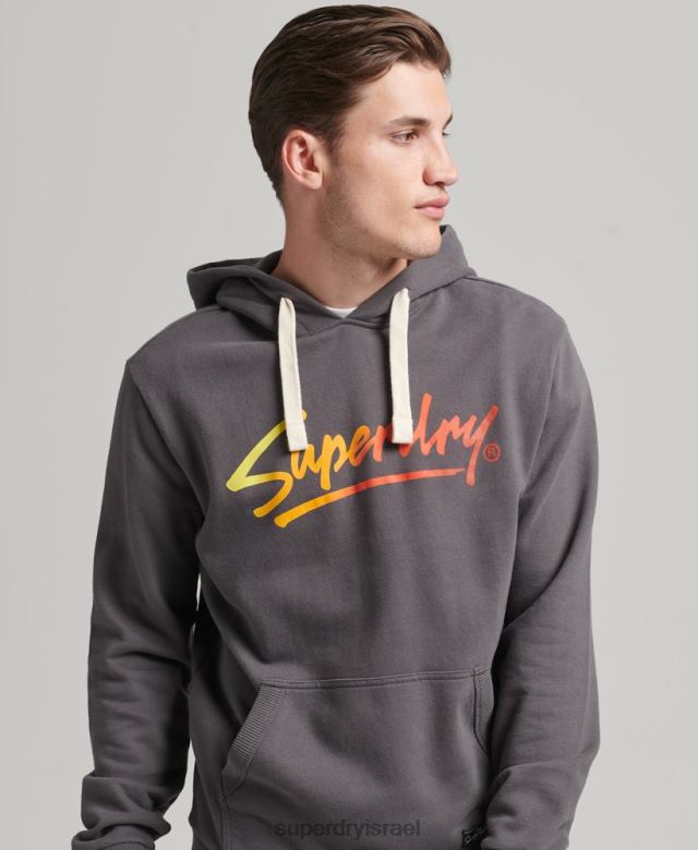 il Superdry גברים קפוצ'ון לא מוברש בסגנון וינטג' במרכז העיר אפור כהה 4LX2Z817 הַלבָּשָׁה