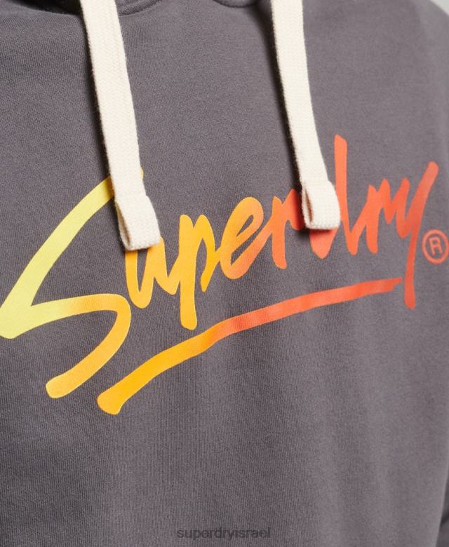 il Superdry גברים קפוצ'ון לא מוברש בסגנון וינטג' במרכז העיר אפור כהה 4LX2Z817 הַלבָּשָׁה