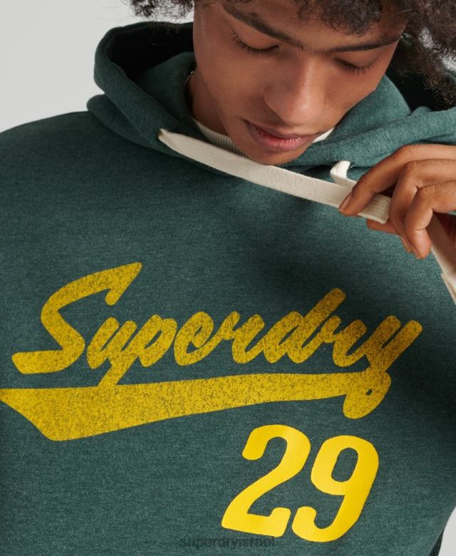 il Superdry גברים קפוצ'ון וינטג' עם תסריט עירוני אתלטי ירוק 4LX2Z824 הַלבָּשָׁה