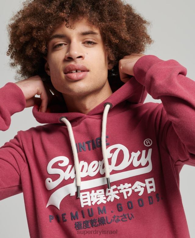 il Superdry גברים קפוצ'ון קלאסי לוגו וינטג' אָדוֹם 4LX2Z826 הַלבָּשָׁה