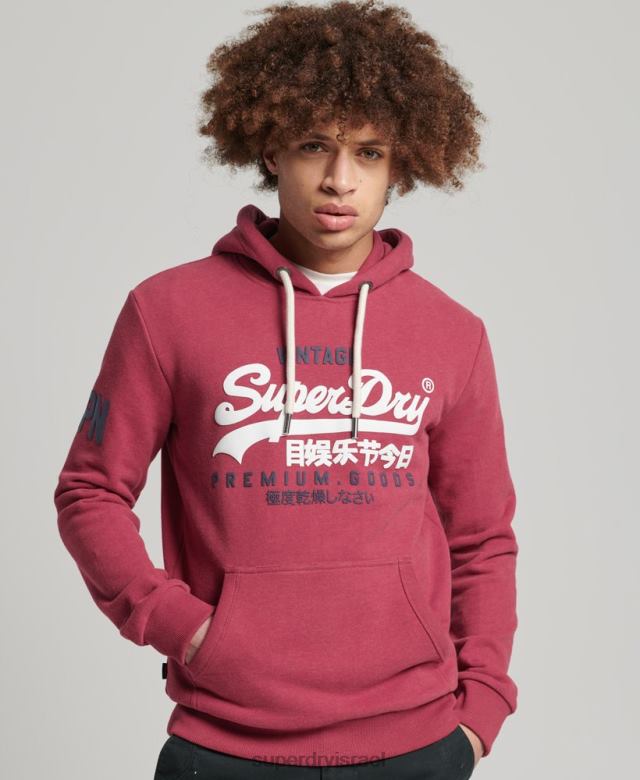 il Superdry גברים קפוצ'ון קלאסי לוגו וינטג' אָדוֹם 4LX2Z826 הַלבָּשָׁה