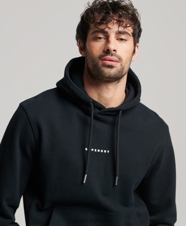 il Superdry גברים קפוצ'ון לוגו עודף קוד שָׁחוֹר 4LX2Z837 הַלבָּשָׁה