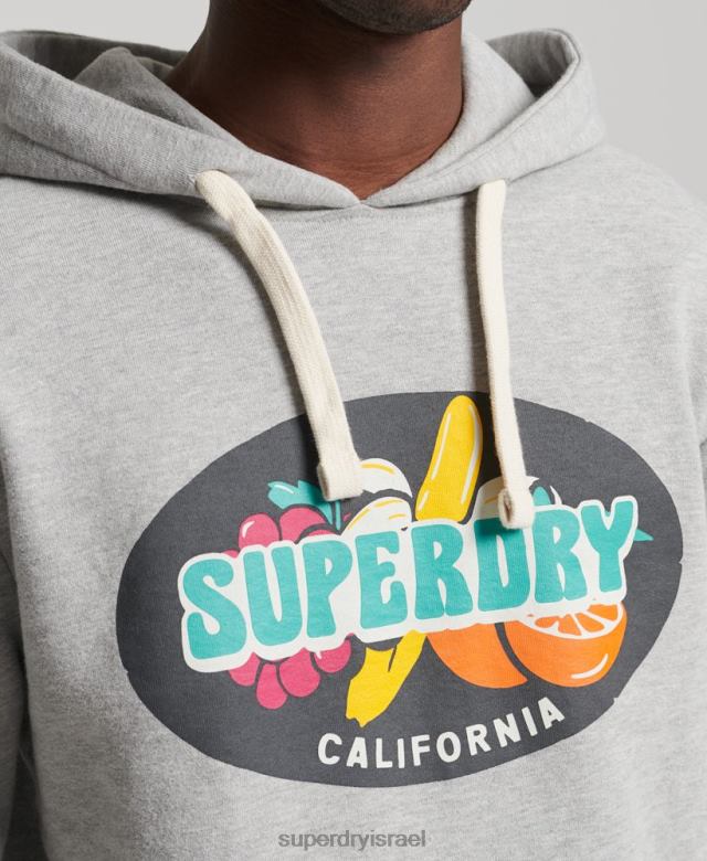 il Superdry גברים קפוצ'ון וינטג' גלישה רנצ'רו אפור בהיר 4LX2Z839 הַלבָּשָׁה