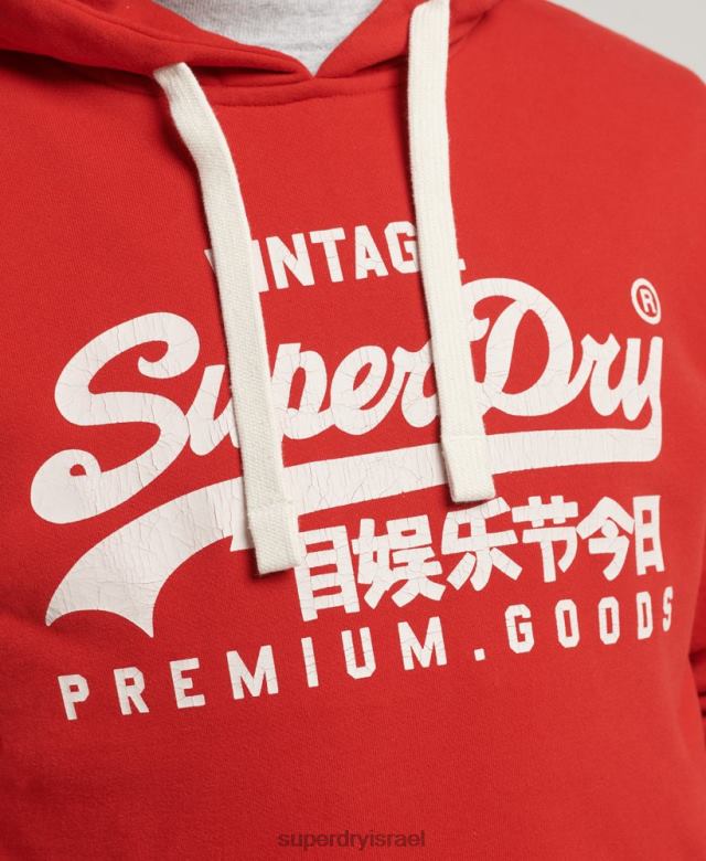 il Superdry גברים קפוצ'ון מורשת לוגו וינטג' אָדוֹם 4LX2Z854 הַלבָּשָׁה