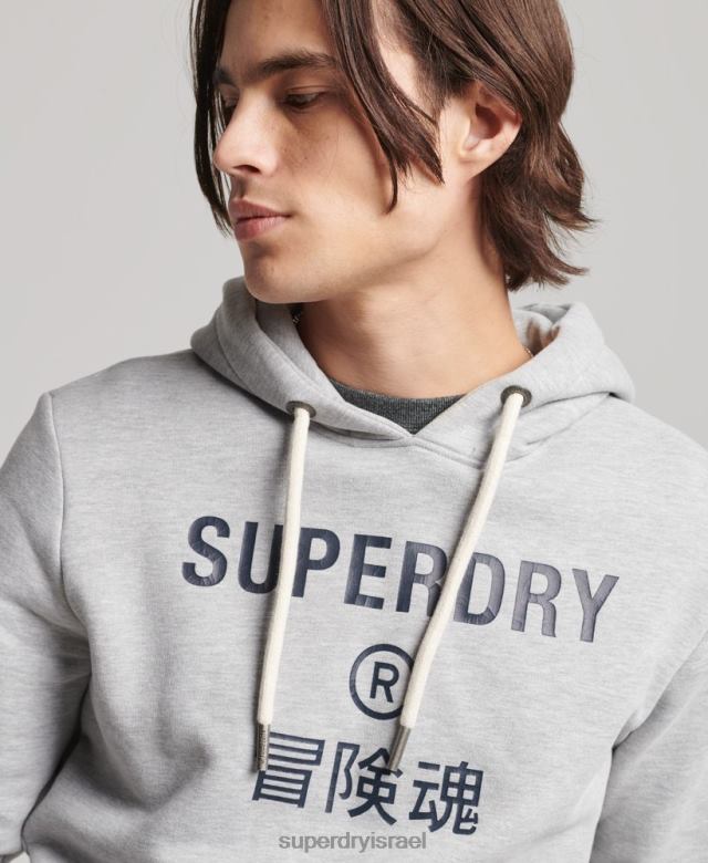 il Superdry גברים קפוצ'ון חוואר לוגו תאגיד אפור 4LX2Z864 הַלבָּשָׁה