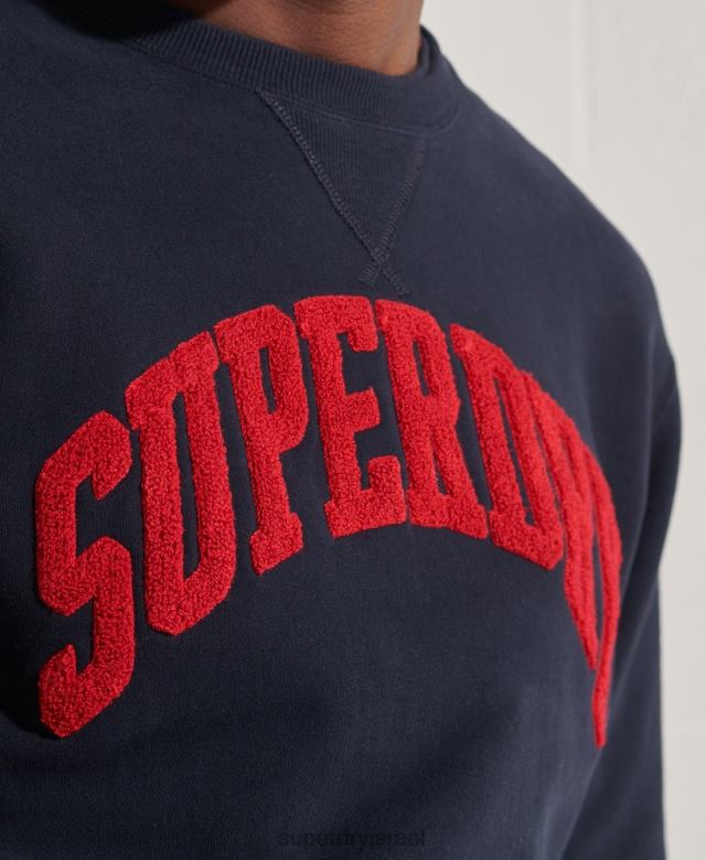 il Superdry גברים סווטשירט אמיתי של צוות האוניברסיטה חיל הים 4LX2Z871 הַלבָּשָׁה