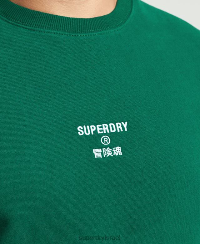 il Superdry גברים סווטשירט צוות משוחרר עם לוגו רקום ירוק 4LX2Z877 הַלבָּשָׁה