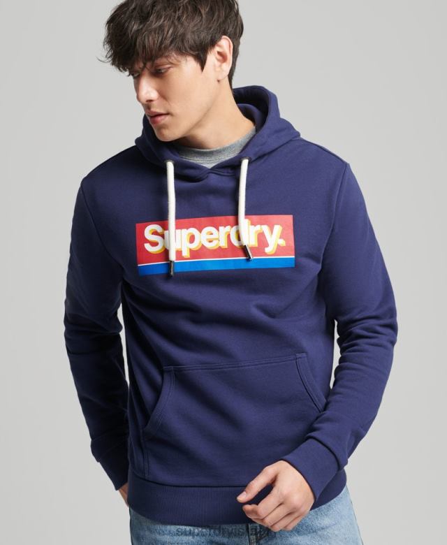 il Superdry גברים קפוצ'ון עונתי עם לוגו ליבה וינטג' חיל הים 4LX2Z883 הַלבָּשָׁה