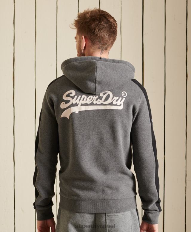 il Superdry גברים קפוצ'ון רוכסן לוגו וינטג' אפור 4LX2Z891 הַלבָּשָׁה