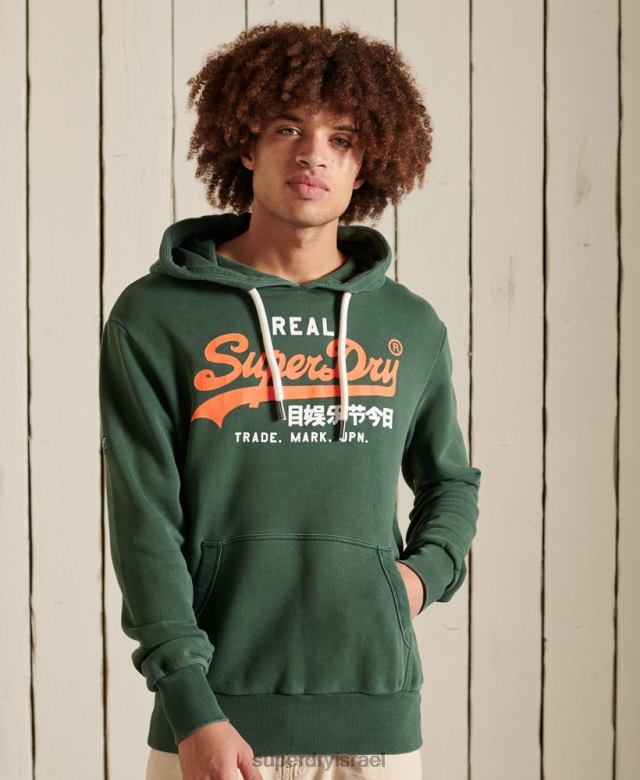 il Superdry גברים קפוצ'ון קלאסי לא מוברש לוגו וינטג' אמריקאי ירוק 4LX2Z893 הַלבָּשָׁה