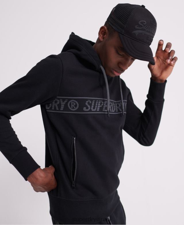 il Superdry גברים קפוצ'ון טייפ אוניברסלי שָׁחוֹר 4LX2Z903 הַלבָּשָׁה