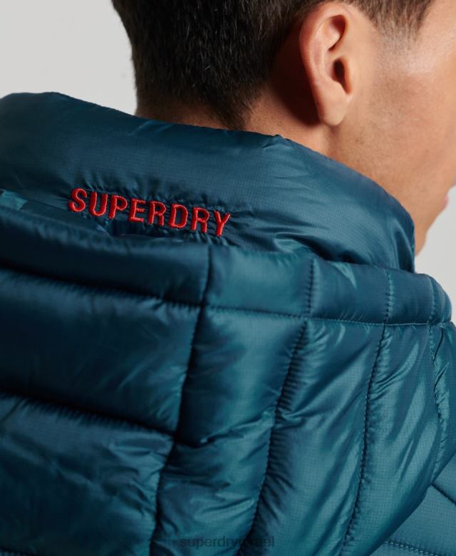 il Superdry גברים ז'קט מרופד קל משקל כְּחוֹל 4LX2Z911 הַלבָּשָׁה