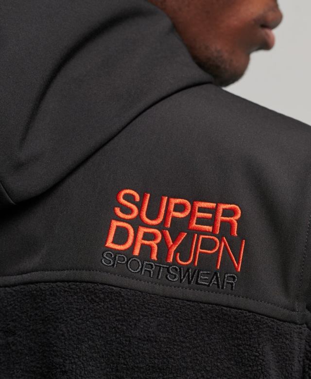 il Superdry גברים מעיל טרקר היברידי שָׁחוֹר 4LX2Z943 הַלבָּשָׁה