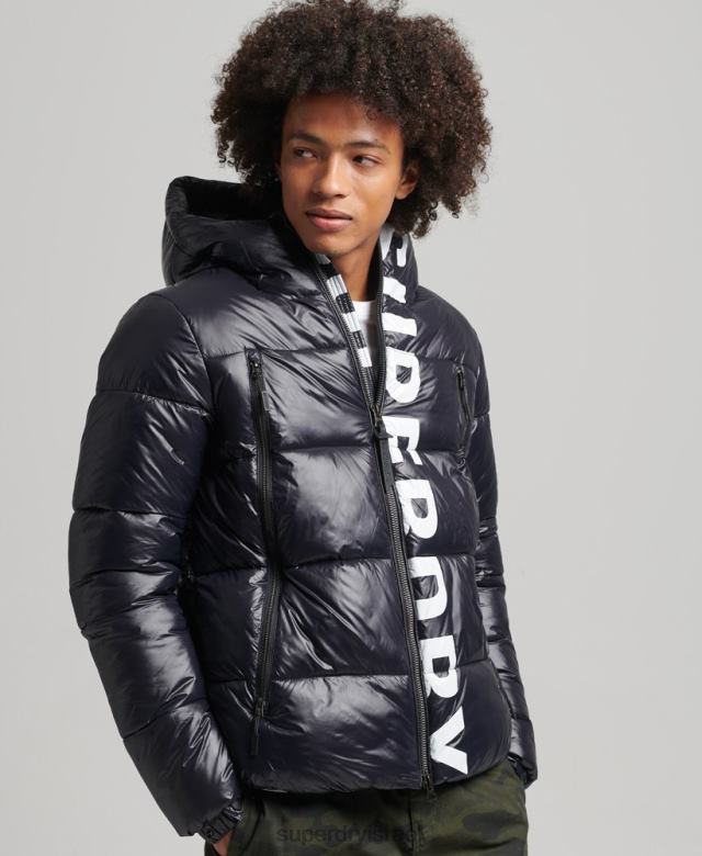 il Superdry גברים ז'קט אלפיני עם ברדס הרים שָׁחוֹר 4LX2Z986 הַלבָּשָׁה