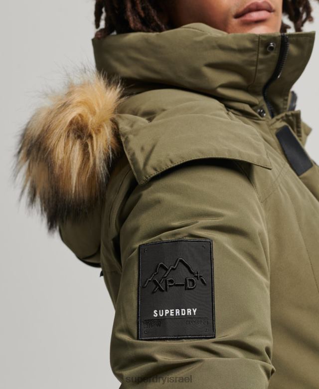 il Superdry גברים מעיל פארקה אוורסט עם קפוצ'ון פרווה מלאכותית חָקִי 4LX2Z999 הַלבָּשָׁה