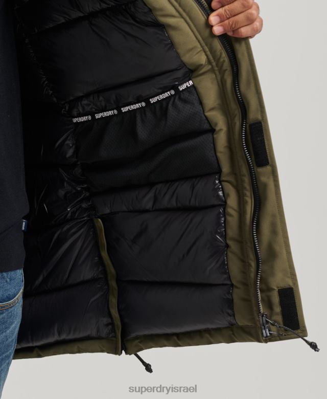 il Superdry גברים מעיל פארקה אוורסט עם קפוצ'ון פרווה מלאכותית חָקִי 4LX2Z999 הַלבָּשָׁה