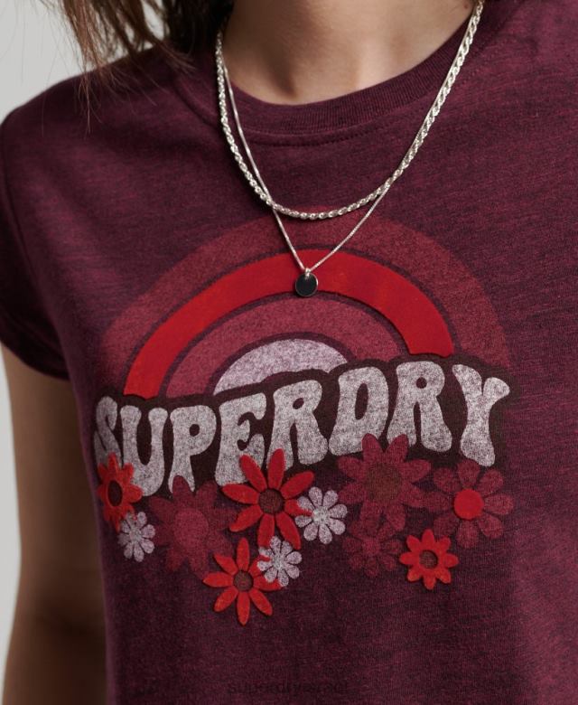 il Superdry נשים חולצת טי סקיני וינטג' משנות ה-70 אָדוֹם 4LX2Z2626 הַלבָּשָׁה