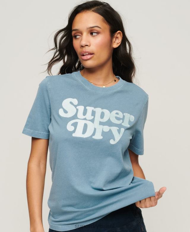 il Superdry נשים חולצת טי של לוגו קלאסית של קופר משנות ה-70 אפור 4LX2Z2653 הַלבָּשָׁה