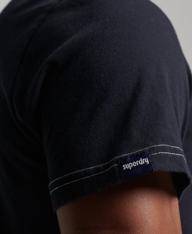 il Superdry גברים חולצת טריקו פסים וינטג' משנות ה-70 חיל הים 4LX2Z4873 הַלבָּשָׁה