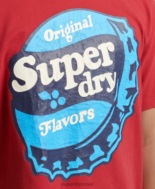 il Superdry גברים קופר רטרו חולצה גרפית משנות ה-70 אָדוֹם 4LX2Z4878 הַלבָּשָׁה