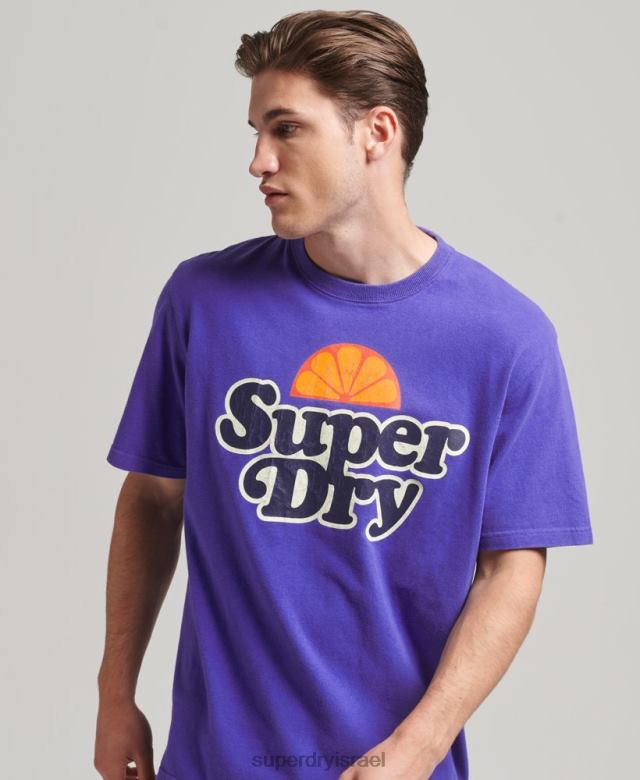 il Superdry גברים קופר רטרו חולצה גרפית משנות ה-70 כחול בהיר 4LX2Z4900 הַלבָּשָׁה