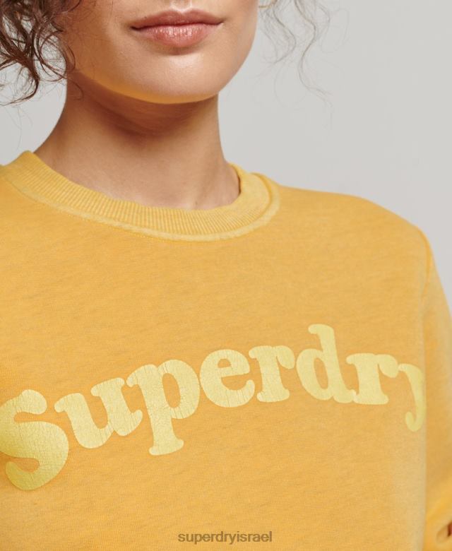 il Superdry נשים סווטשירט לוגו קלאסי משנות ה-70 של קופר זהב 4LX2Z5786 הַלבָּשָׁה