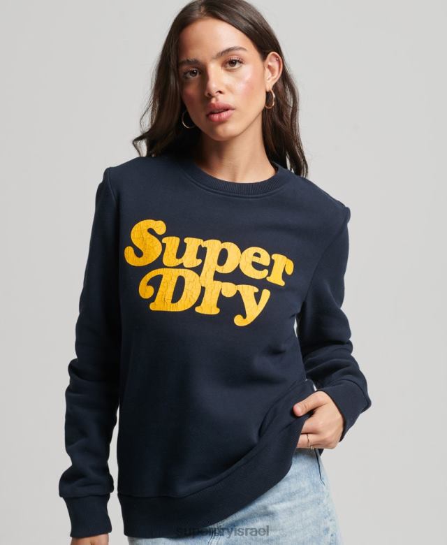 il Superdry נשים סווטשירט לוגו קלאסי משנות ה-70 של קופר חיל הים 4LX2Z5854 הַלבָּשָׁה