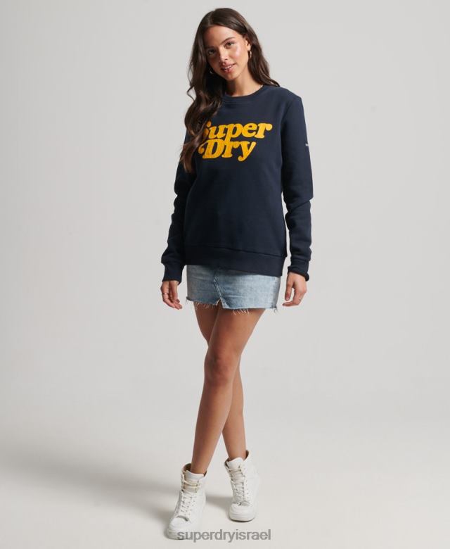 il Superdry נשים סווטשירט לוגו קלאסי משנות ה-70 של קופר חיל הים 4LX2Z5854 הַלבָּשָׁה