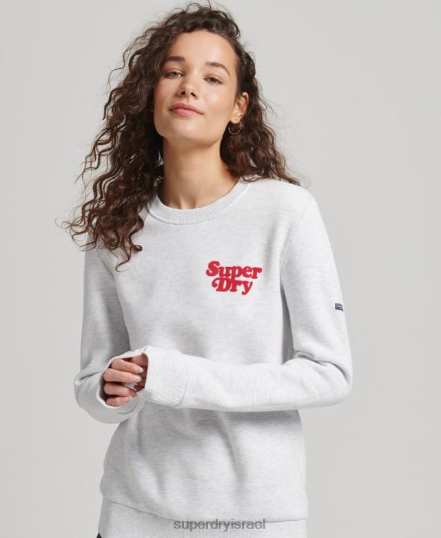 il Superdry נשים סווטשירט לוגו קלאסי משנות ה-70 של קופר אפור בהיר 4LX2Z5870 הַלבָּשָׁה