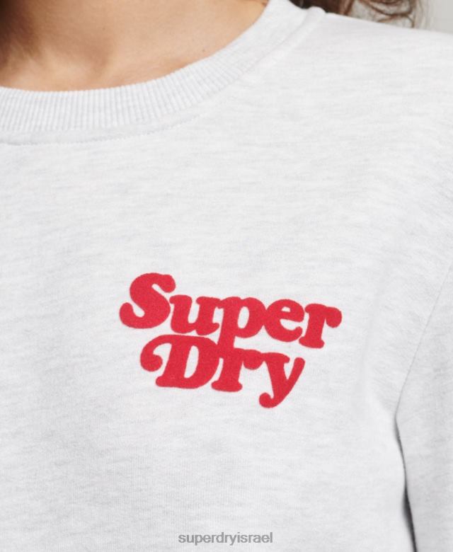 il Superdry נשים סווטשירט לוגו קלאסי משנות ה-70 של קופר אפור בהיר 4LX2Z5870 הַלבָּשָׁה