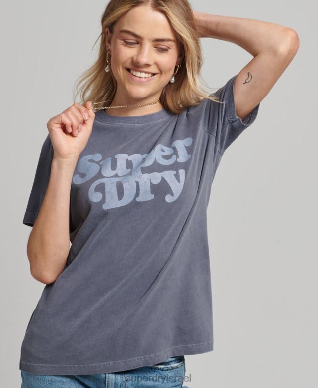 il Superdry נשים חולצת טי של לוגו קלאסית של קופר משנות ה-70 חיל הים 4LX2Z6190 הַלבָּשָׁה