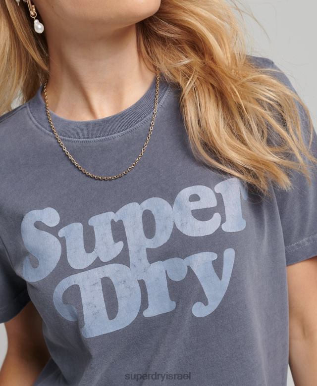 il Superdry נשים חולצת טי של לוגו קלאסית של קופר משנות ה-70 חיל הים 4LX2Z6190 הַלבָּשָׁה