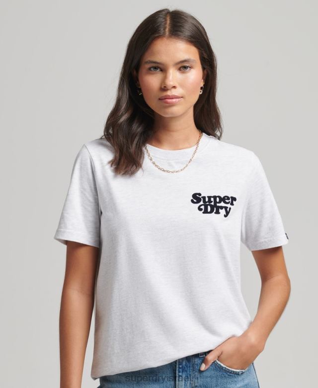 il Superdry נשים חולצת טי של לוגו קלאסית של קופר משנות ה-70 אפור בהיר 4LX2Z6200 הַלבָּשָׁה