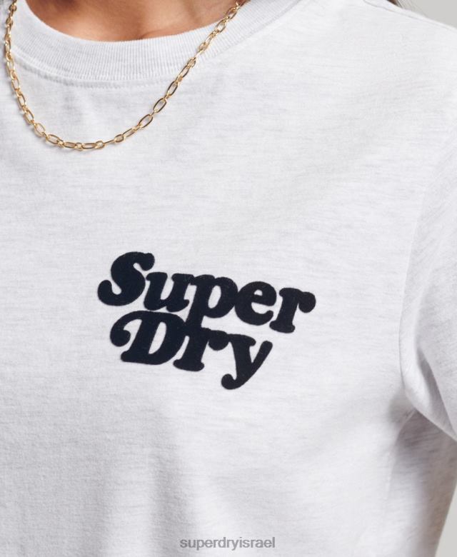 il Superdry נשים חולצת טי של לוגו קלאסית של קופר משנות ה-70 אפור בהיר 4LX2Z6200 הַלבָּשָׁה