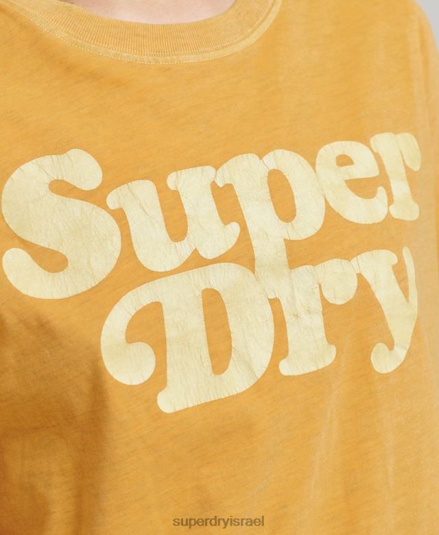 il Superdry נשים חולצת טי של לוגו קלאסית של קופר משנות ה-70 זהב 4LX2Z6219 הַלבָּשָׁה